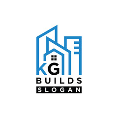 letter KG house building logo design element vector template