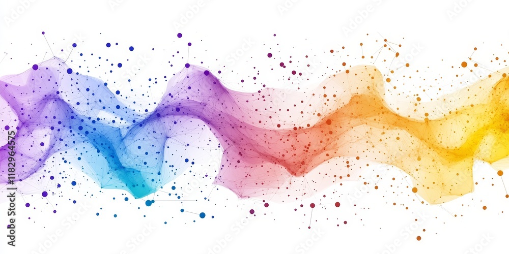 Aufkleber colorful abstract wave with particles.