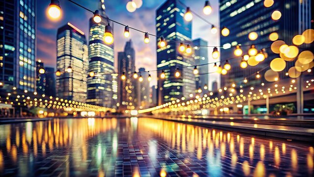 Panoramic Desaturated Festive Lights: Modern Corporate 4K Background Image