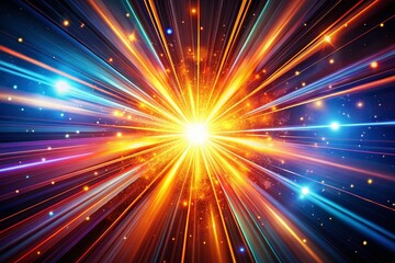 Fototapeta premium Glowing Energy Burst: Abstract Night Photography Background