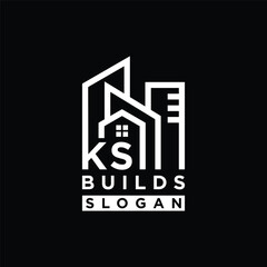 letter KS house building logo design element vector template