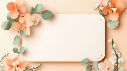 Fototapeta premium Elegant Floral Frame with Soft Peach Oranges and Greenery Accents