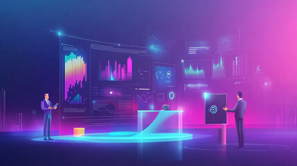 Al, Artificial Intelligence, smart robot or technological innovation of future concept.Businessmen demonstrate to use AI artificial intelligence technology to analyze data increase work efficiency.