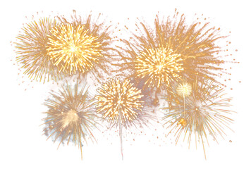 Obraz premium PNG White gold fireworks exploding in the sky night celebration pyrotechnic.