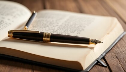 Elegant Fountain Pen on Open Journal