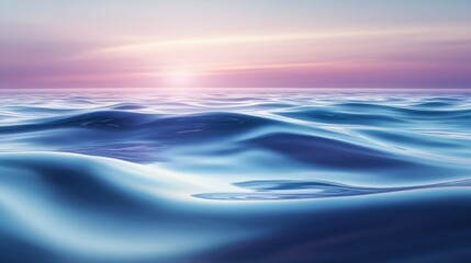 Obraz premium Serene ocean waves at sunset. Peaceful blue and purple hues.