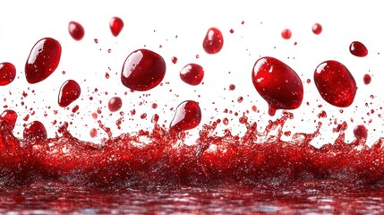 Fototapeta premium Splash of red liquid resembling blood droplets.