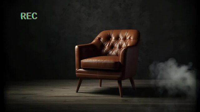 A sofa is in a dark room. Seamless 4K looping timelapse video animation background