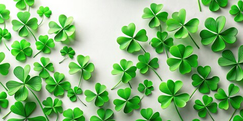 Crisp white canvas showcases a vibrant green shamrock pattern, perfect for St. Patrick's Day.