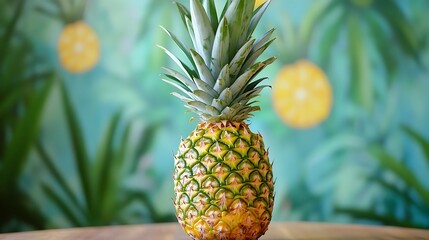 Obraz premium Pineapple with a tropical background