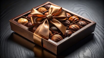Gourmet Assorted Chocolate Box with Elegant Bow - Luxurious Dessert Gift