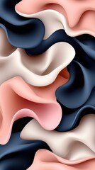Abstract fabric textures in soft waves of pink, cream, navy, and beige colors