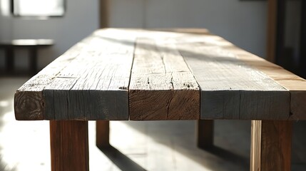Reclaimed wood table with minimalist legs