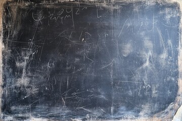 Naklejka premium Blank black chalkboard background with subtle scratches and marks, ideal for educational contexts, presentations, and creativity in teaching materials and graphic designs
