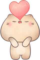 The cat blowing a heart bubbles.