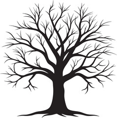 Obraz premium Bare Tree Silhouette with Sprawling Branches in Black and White