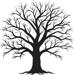 Obraz premium Bare Tree Silhouette with Sprawling Branches in Black and White