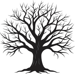 Obraz premium Bare Tree Silhouette with Sprawling Branches in Black and White