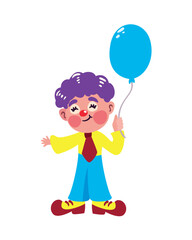 happy clown character with balloons