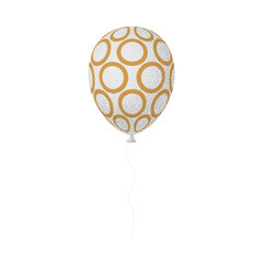 White gold balloon retro grain. Cartoon Flat Style vector illustration Isolated on White background.