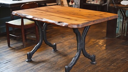 Rustic square table with industrial legs