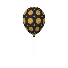 Black gold balloon retro grain. Cartoon Flat Style vector illustration Isolated on White background.