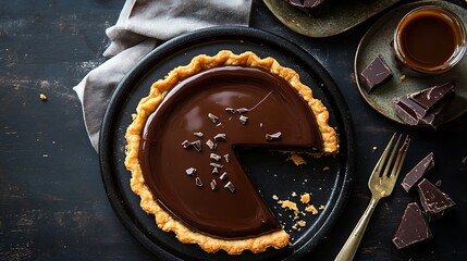 Silky smooth chocolate caramel tart
