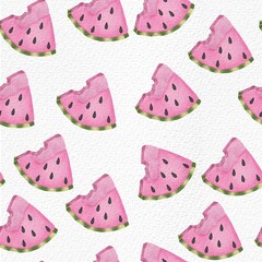 Watercolor seamless pattern with watermelons