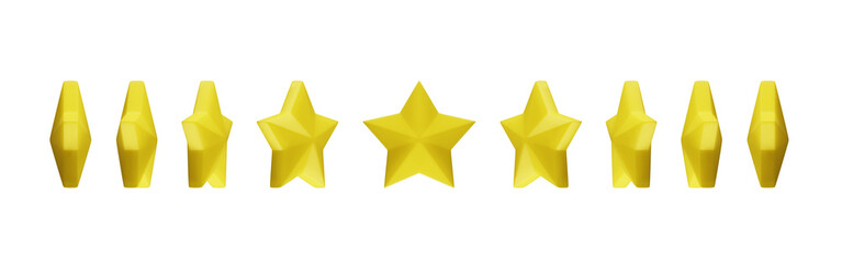 3d rendering golden star sprite sheet game asset isolated on transparent background. Suitable for many purposes.