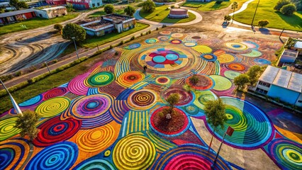 Fototapeta premium Grunge Paint Brush Strokes: Drone Aerial View of Abstract Art Design Set