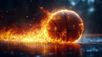 Fiery Basketball in Motion: A Captivating Sports Moment