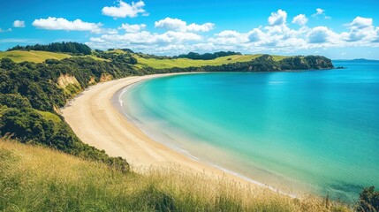 Stunning Coastal Paradise: A Serene Beachside Scene