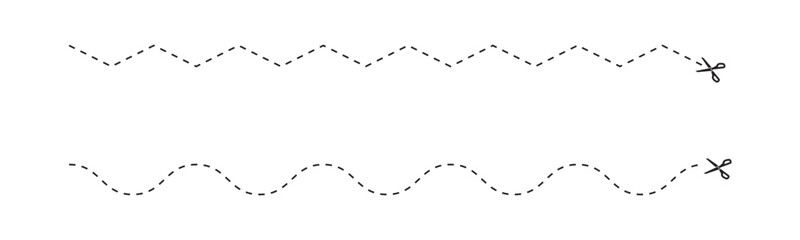 Obraz premium 切り取り線 ハサミ 切る 罫線 点線 破線