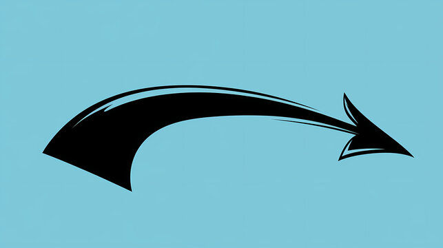 Curved arrow icon with sharp end. black arrow indicating reverse turn. direction pointer pointing to the left. Riversong. Illustration