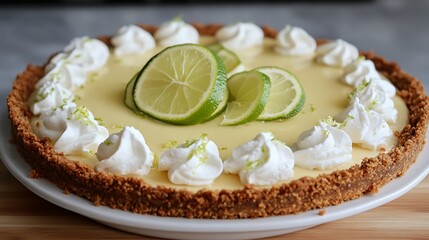 Sweet and tangy key lime pie with a graham cracker crust
