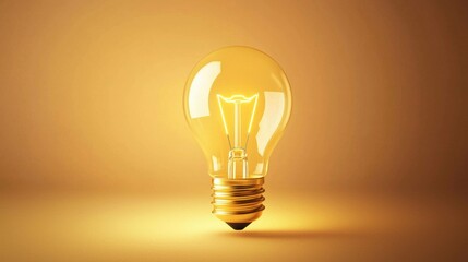 Illuminated light bulb glowing against a warm background