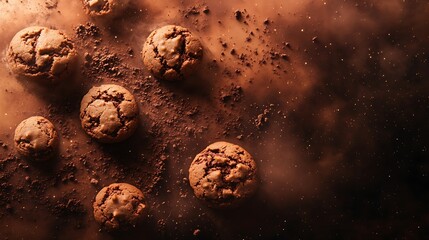 Gluten-Free Cookies in a Cosmic Journey Through the Galaxy, Surrounded by Stars and Dust, Representing a Fun, Whimsical Dessert Experience in Space