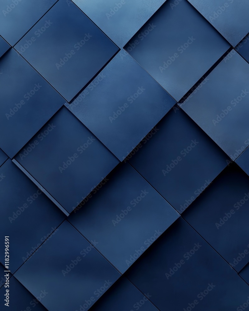 Poster abstract dark blue square pattern.