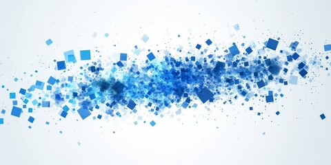 Abstract blue square particles wave.