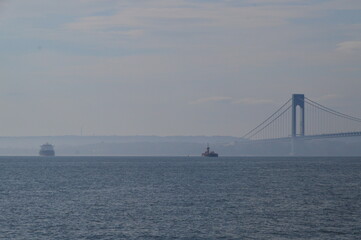 Verrazzano-Narrows Bridge in Foggy Weather Between New York and Staten Island