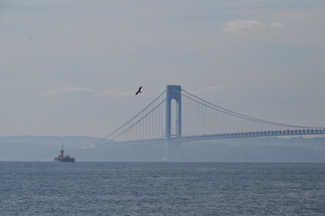 Verrazzano-Narrows Bridge in Foggy Weather Between New York and Staten Island