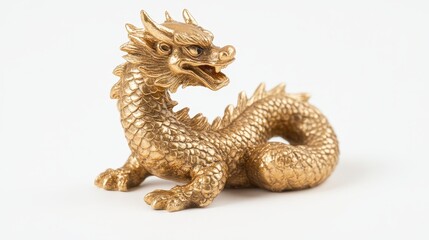 Detailed Close-Up of a Stylish Gold Dragon Figurine with Intricate Scales and Fierce Expression Perfect for Decorative or Artistic Displays