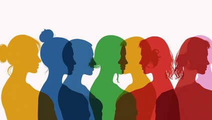International Day for Elimination of Racial Discrimination Multi-colored silhouette portraits symbolizing tolerance unity and anti-racism united against racism horizontal composition