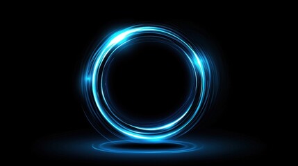 Obraz premium Glowing blue energy portal on a dark background