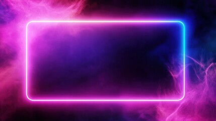 Neon glowing frame with colorful smoke effects