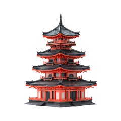 Fototapeta premium Traditional Asian Pagoda on Transparent Background