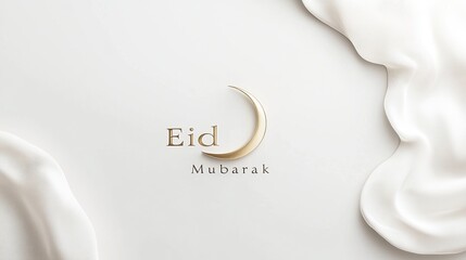 Eid Mubarak greeting with gold crescent moon