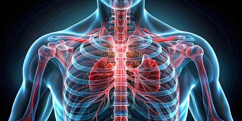High-Detail Chest X-Ray Medical Image:  Sharp Focus Diagnostic Radiography