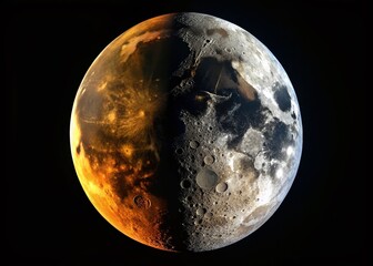 Fototapeta premium High-Resolution First & Last Quarter Moon Images: Detailed Lunar Craters & Textures