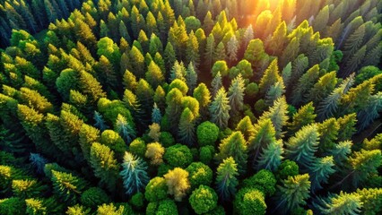 Majestic pine forest showcased in a breathtaking high-resolution aerial drone photograph.